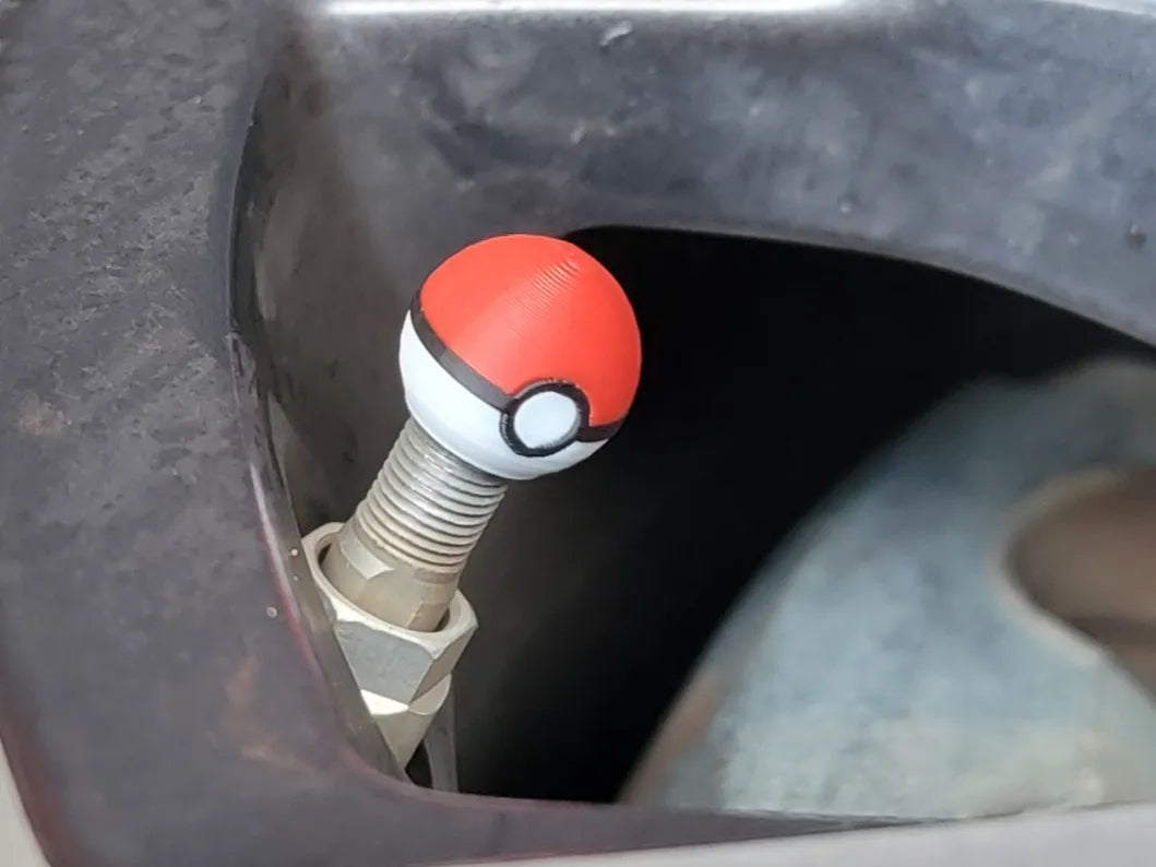 Pokémon Poké Ball Valve Cap - Car and Bicycle 3D printed — Schnapps Caps Australia