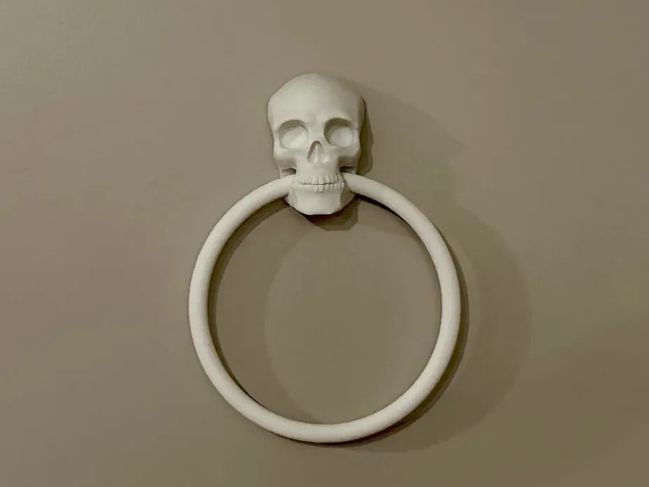 Print In Place Gothic Skull Towel Ring 125mm 3D printed — Schnapps Caps Australia