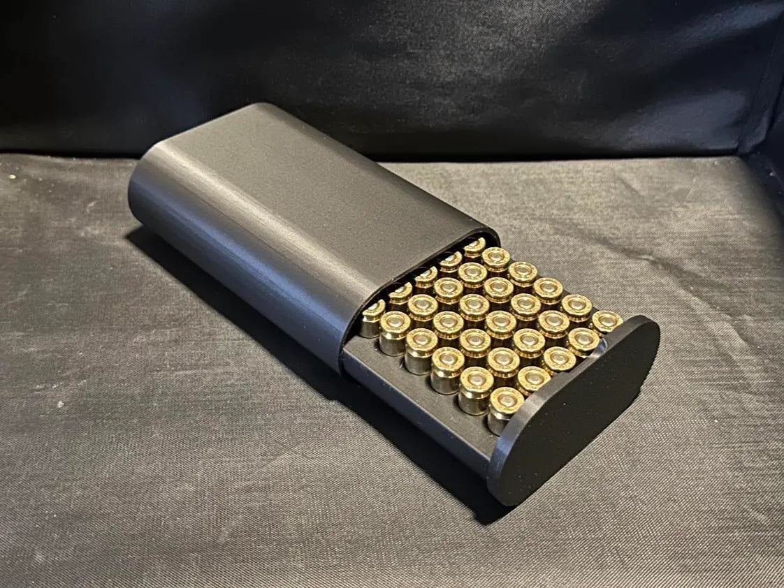 Modern 9mm Ammo Box - 50 Rounds - Magnetic Close 3D printed — Schnapps Caps Australia