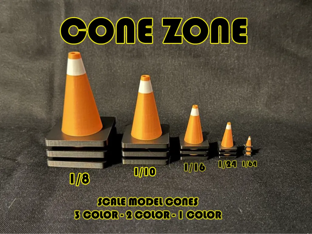 Scale Model Road Cones - RC Racing - 5 Sizes 3D printed — Schnapps Caps Australia