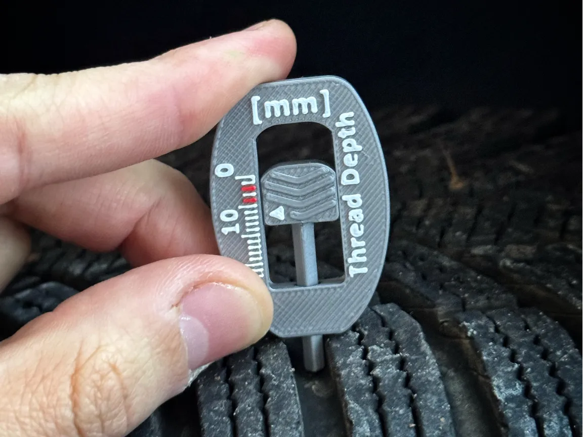 Tire Tread Depth Gauge V3 - Print in place 3D printed — Schnapps Caps Australia