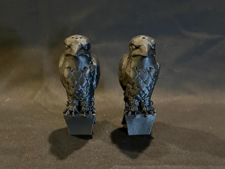 Maltese Falcon Salt & Pepper Shaker Set 3D printed — Schnapps Caps Australia