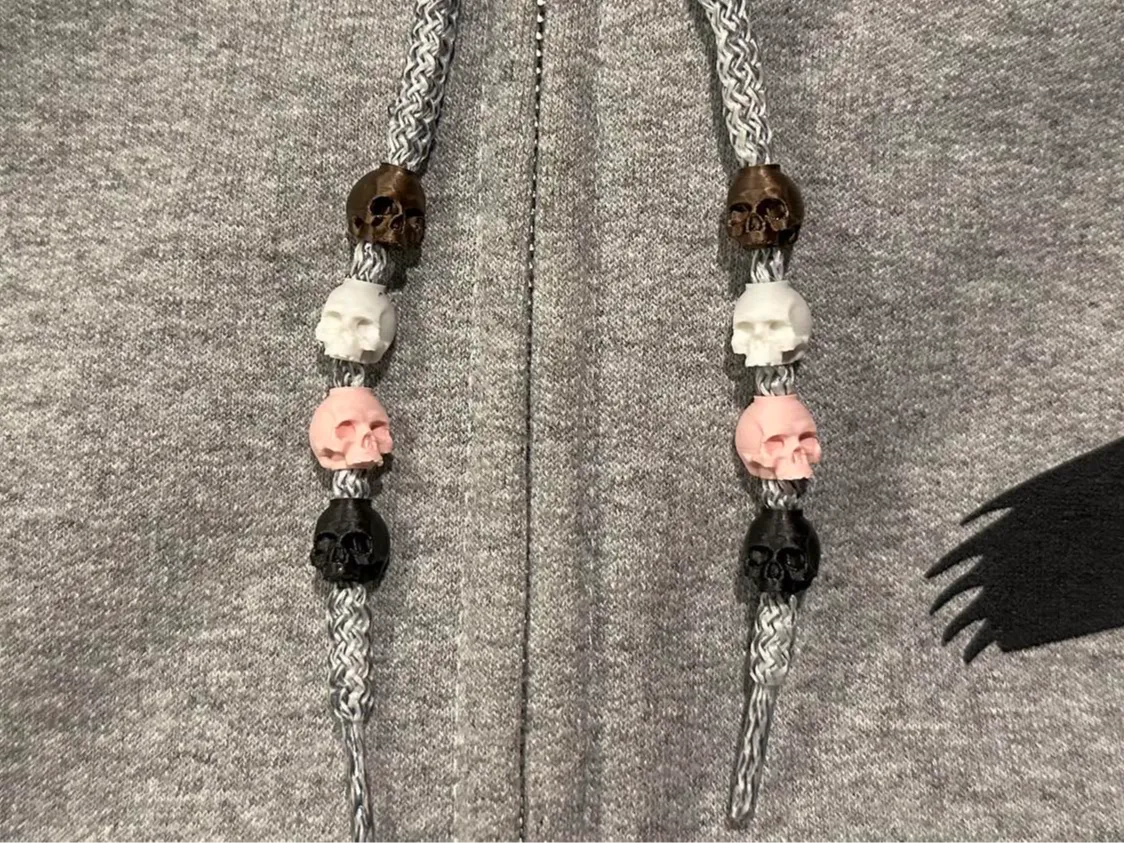 Gothic Jawless Skull Hoodie Drawstring Beads 3D printed — Schnapps Caps Australia