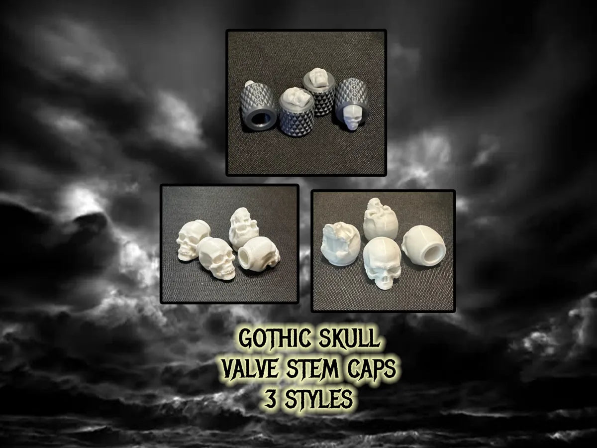Gothic Skull Valve Stem Caps - 3 Styles - PETG
