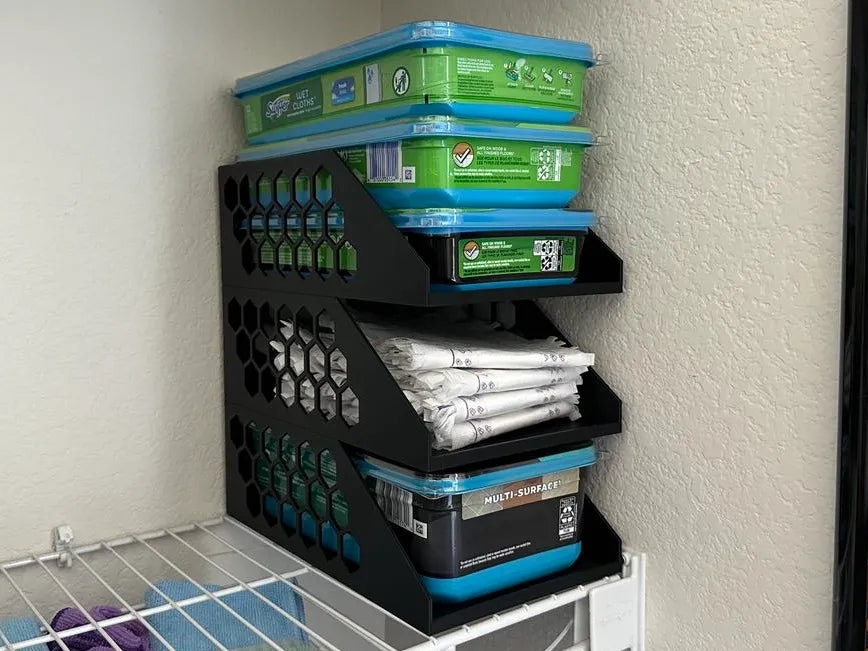 Modular Stacking Storage Bins - Swiffer Supplies 3D printed — Schnapps Caps Australia