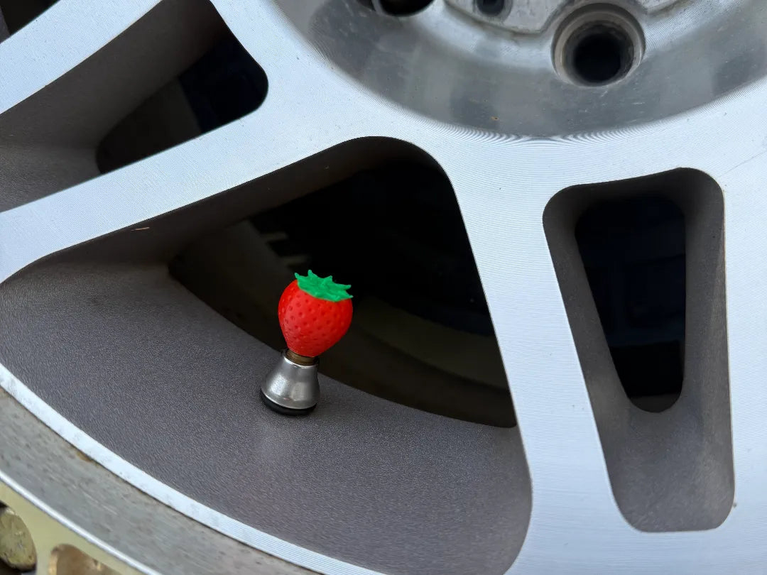 Valve Stem Caps : Strawberry! 3D printed — Schnapps Caps Australia