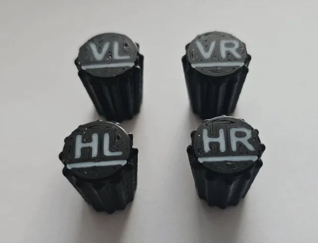 Valve caps with wheel position or lettering 3D printed — Schnapps Caps Australia