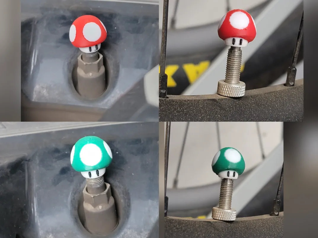 Super Mario PowerUp Mushroom Valve Caps! 3D printed — Schnapps Caps Australia