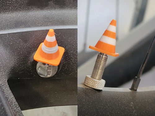 Caution Cone Valve Caps! Cars, Trucks, Bicycles! 3D printed — Schnapps Caps Australia