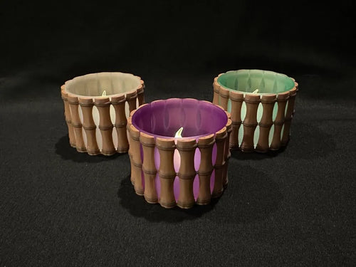 Bamboo LED Tealight Holder - Swappable Lenses 3D printed — Schnapps Caps Australia