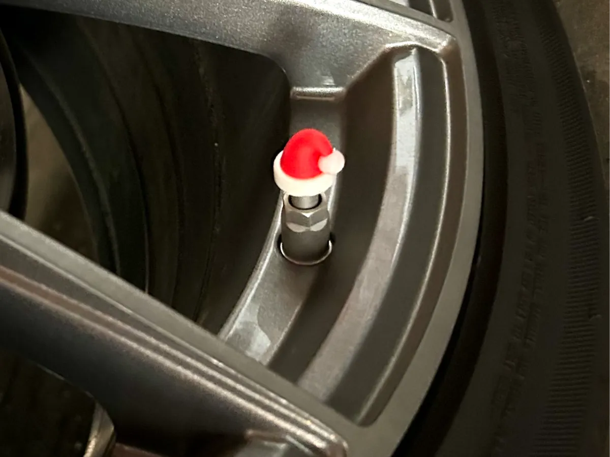 Santa Hat Tire Valve Caps (Schrader) 3D printed — Schnapps Caps Australia